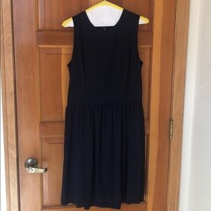 Navy sleeveless tea dress